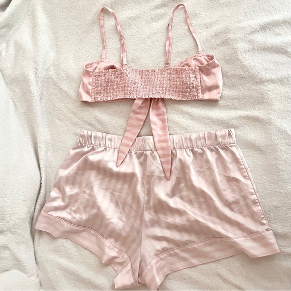 Victoria’s Secret Pink Striped Satin PJ Set - Picture 2 of 4